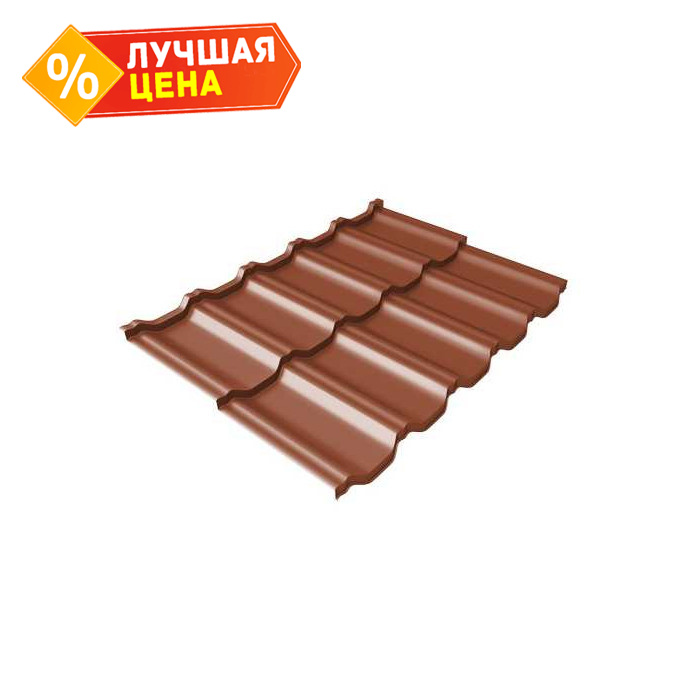 Металлочерепица Grand Line Kvinta Uno (Квинта Уно) 0,5 Satin RAL 8004 Терракота