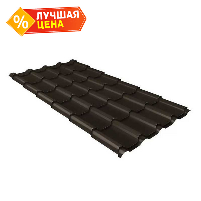 Металлочерепица Grand Line Kamea (Камея) 0,5 GreenCoat Pural Matt BT RR 32 Серо-коричневый