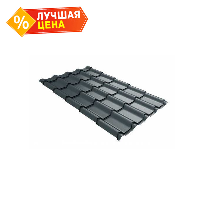 Металлочерепица Grand Line Kamea (Камея) 0,5 Velur RAL 7016 Антрацитово-серый