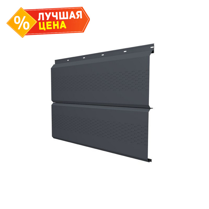 Софит ЭкоБрус без перфорации 0,345 Grand Line 0,45 Drap ST с пленкой RAL7024 мокрый асфальт